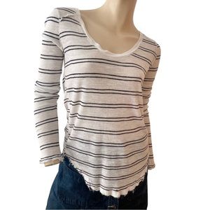 Free People- black & white striped long sleeve thermal top- medium
